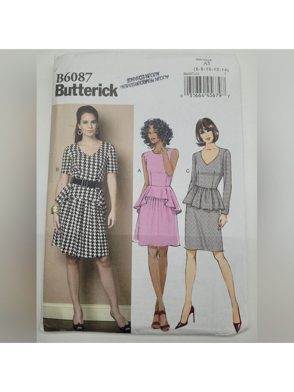 🧵4/$20🧵 Butterick B6087 Dress Sewing Pattern Uncut Size 6-14 DIY Supplies